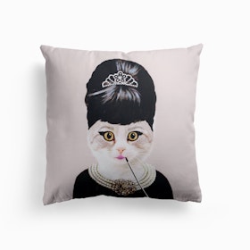 Audrey Hepburn Cat Cushion